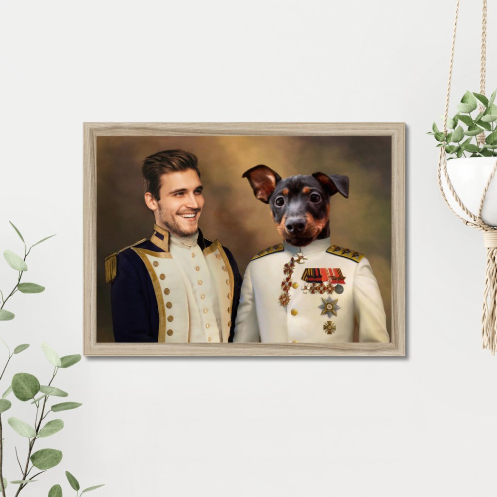 The Admiral & The Sergeant: Custom Pet & Owner Portrait - Paw & Glory - Dog Portraits - Pet Portraits