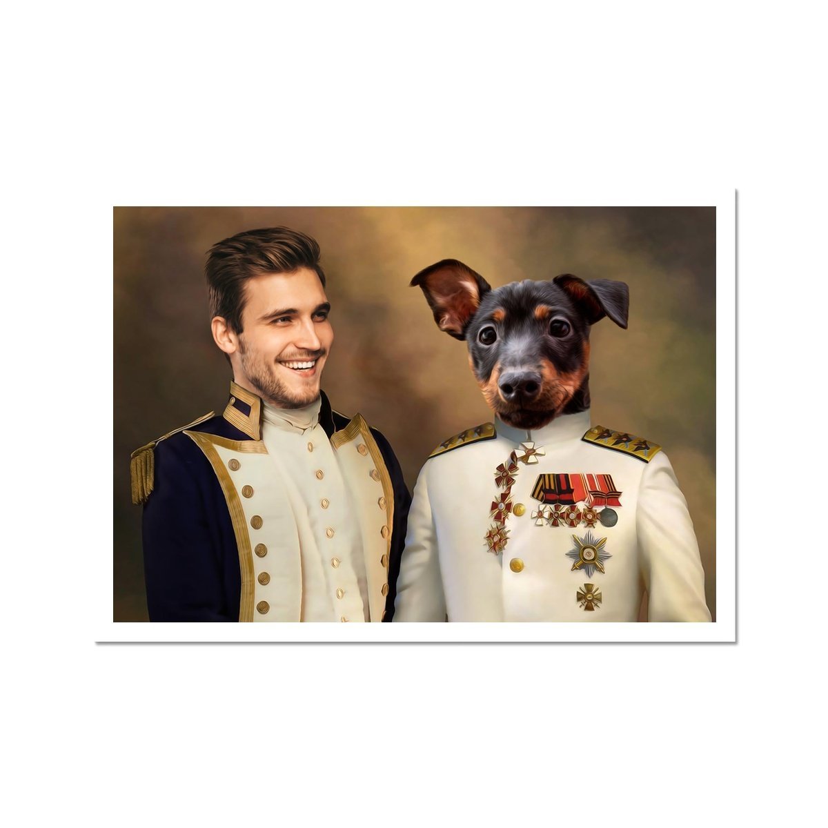 The Admiral & The Sergeant: Custom Pet & Owner Poster - Paw & Glory - Dog Portraits - Pet Portraits