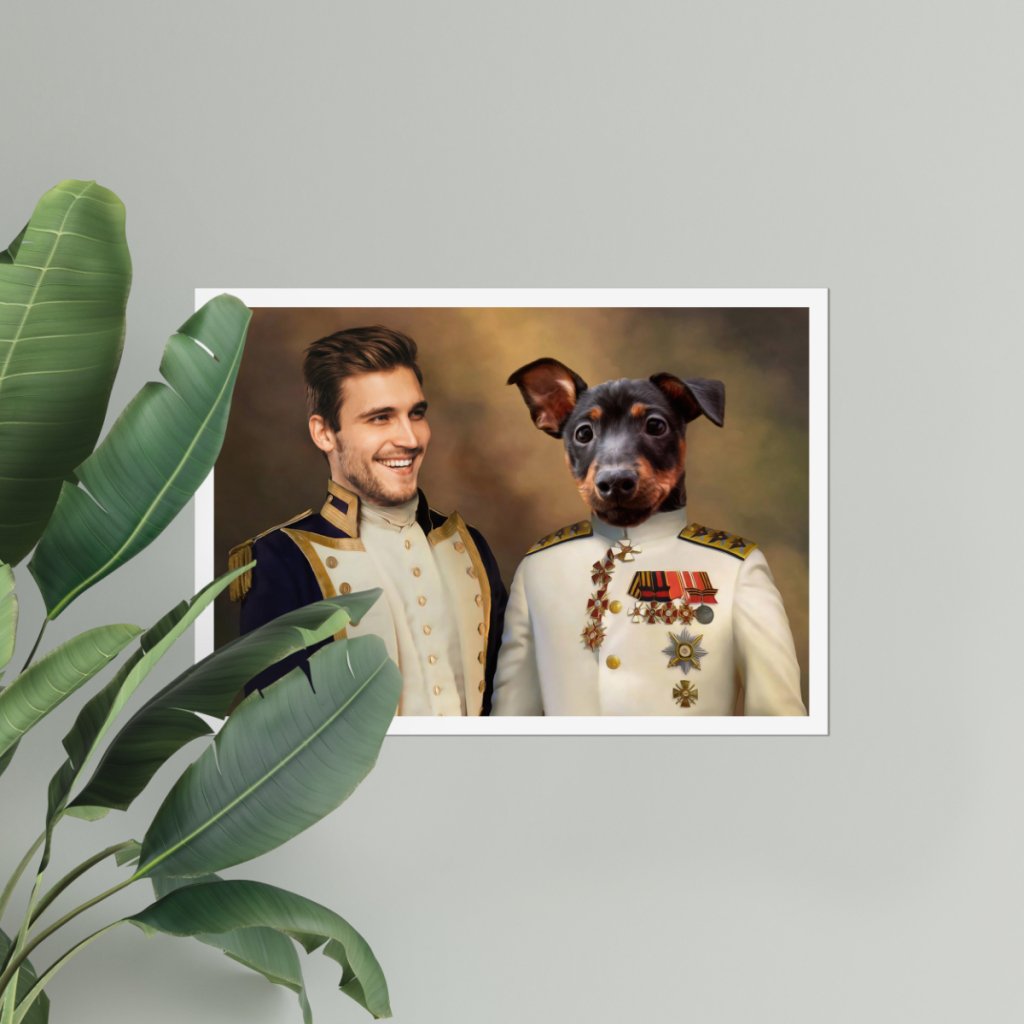 The Admiral & The Sergeant: Custom Pet & Owner Poster - Paw & Glory - Dog Portraits - Pet Portraits