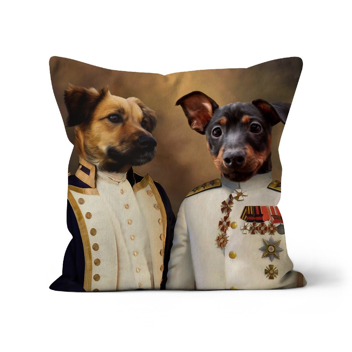 The Admiral & The Sergeant: Custom Pet Pillow - Paw & Glory - Dog Portraits - Pet Portraits