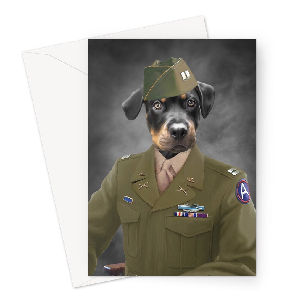 The Alpha Soldier: Custom Pet Greeting Card - Paw & Glory - Dog Portraits - Pet Portraits