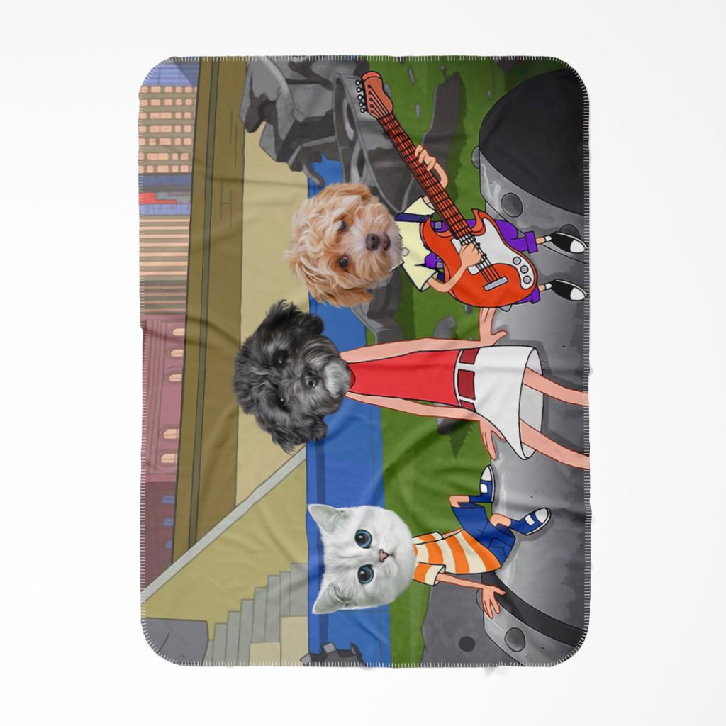 The Annoying Trio (Phineas & Ferb Inspired): Custom Pet Blanket - Paw & Glory - Dog Portraits - Pet Portraits