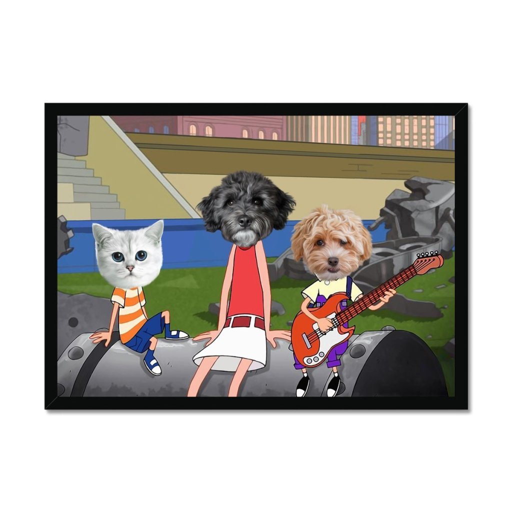 The Annoying Trio (Phineas & Ferb Inspired): Custom Pet Portrait - Paw & Glory - Dog Portraits - Pet Portraits