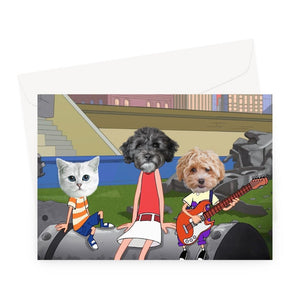 The Annoying Trio (Phineas & Ferb Inspired): Pet Greeting Card - Paw & Glory - Dog Portraits - Pet Portraits