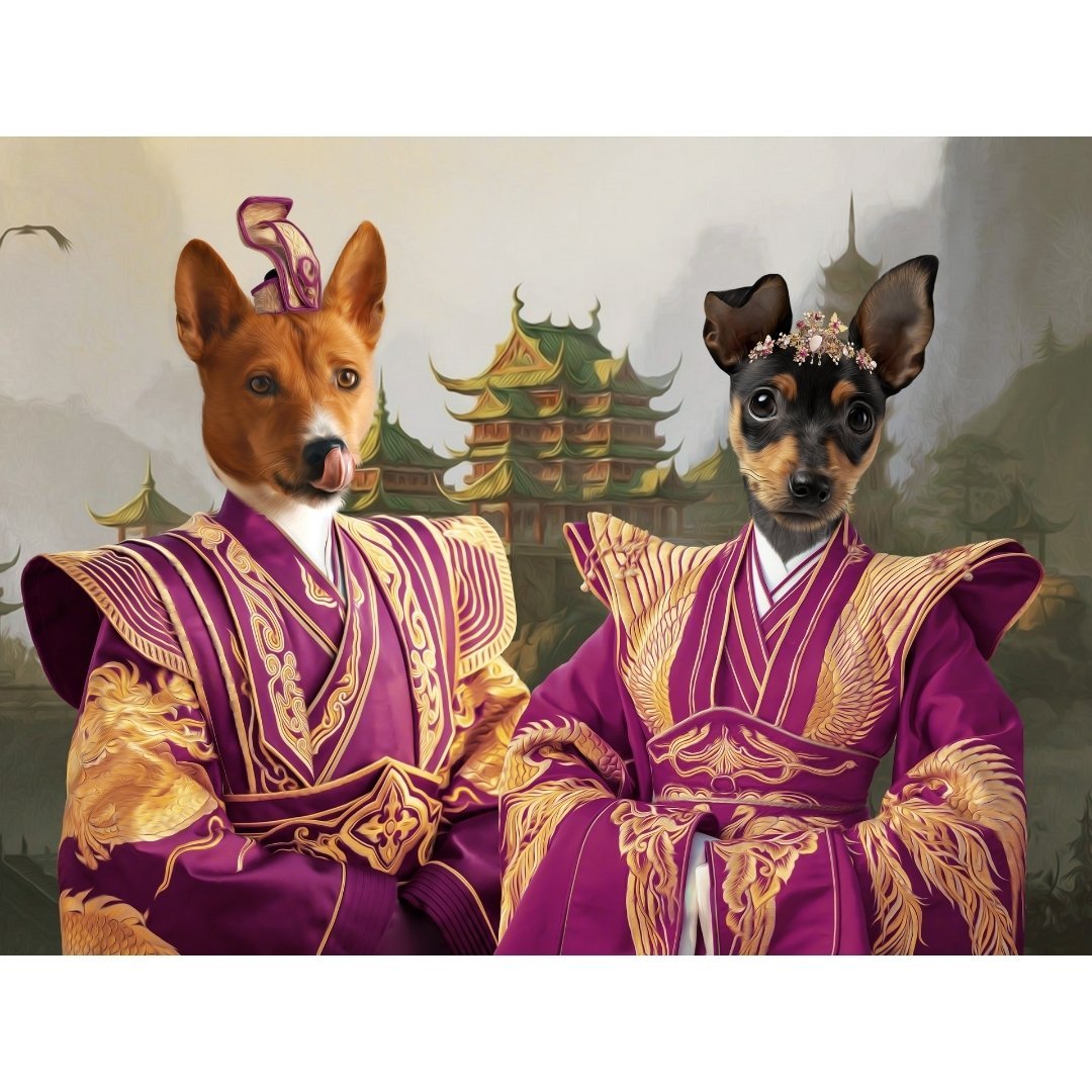 The Asian Rulers: Custom Digital Download Pet Portrait - Paw & Glory - Dog Portraits - Pet Portraits