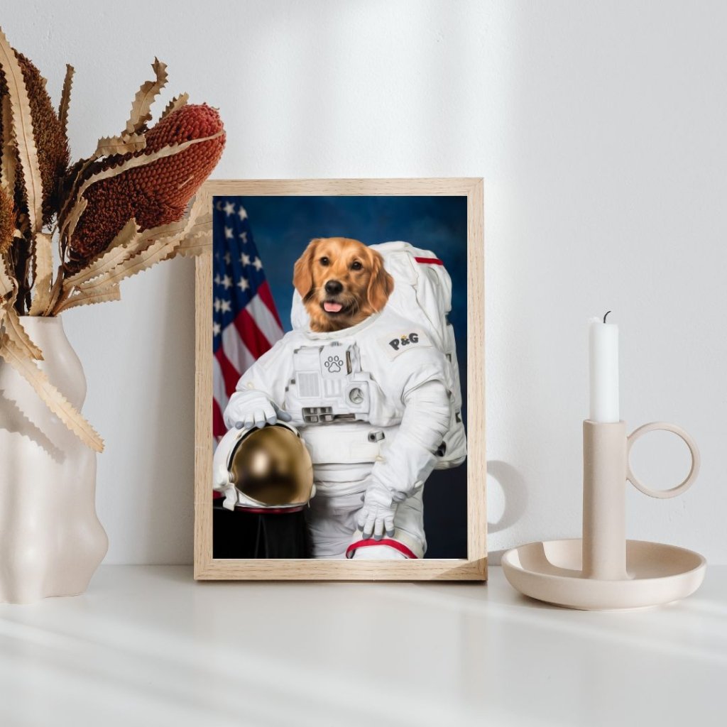 The Astronaut: Custom Pet Portrait - Paw & Glory - Dog Portraits - Pet Portraits