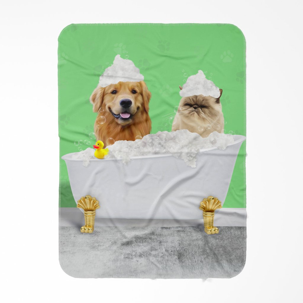 The Bath Tub: Custom 2 Pet Blanket - Paw & Glory - Dog Portraits - Pet Portraits