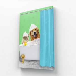 The Bath Tub: Custom 2 Pet Canvas - Paw & Glory - Dog Portraits - Pet Portraits