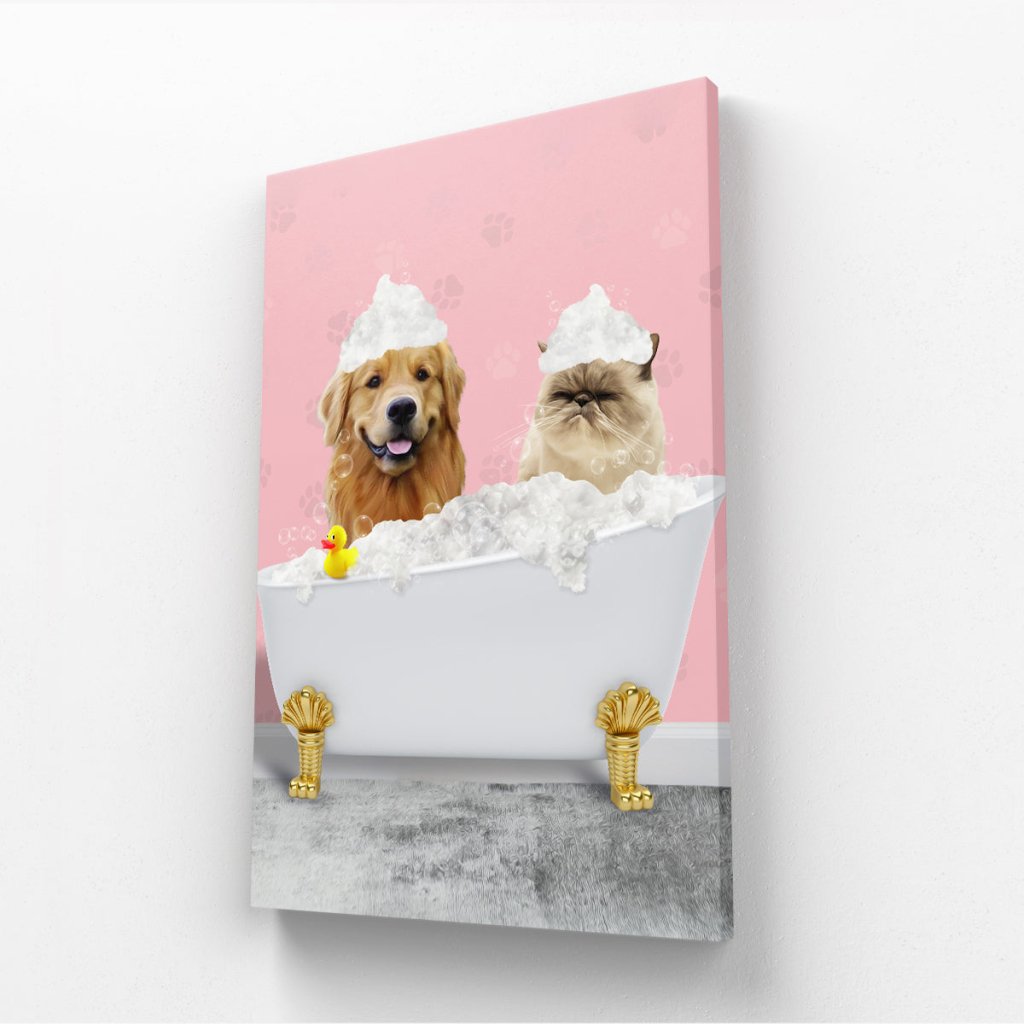 The Bath Tub: Custom 2 Pet Canvas - Paw & Glory - Dog Portraits - Pet Portraits