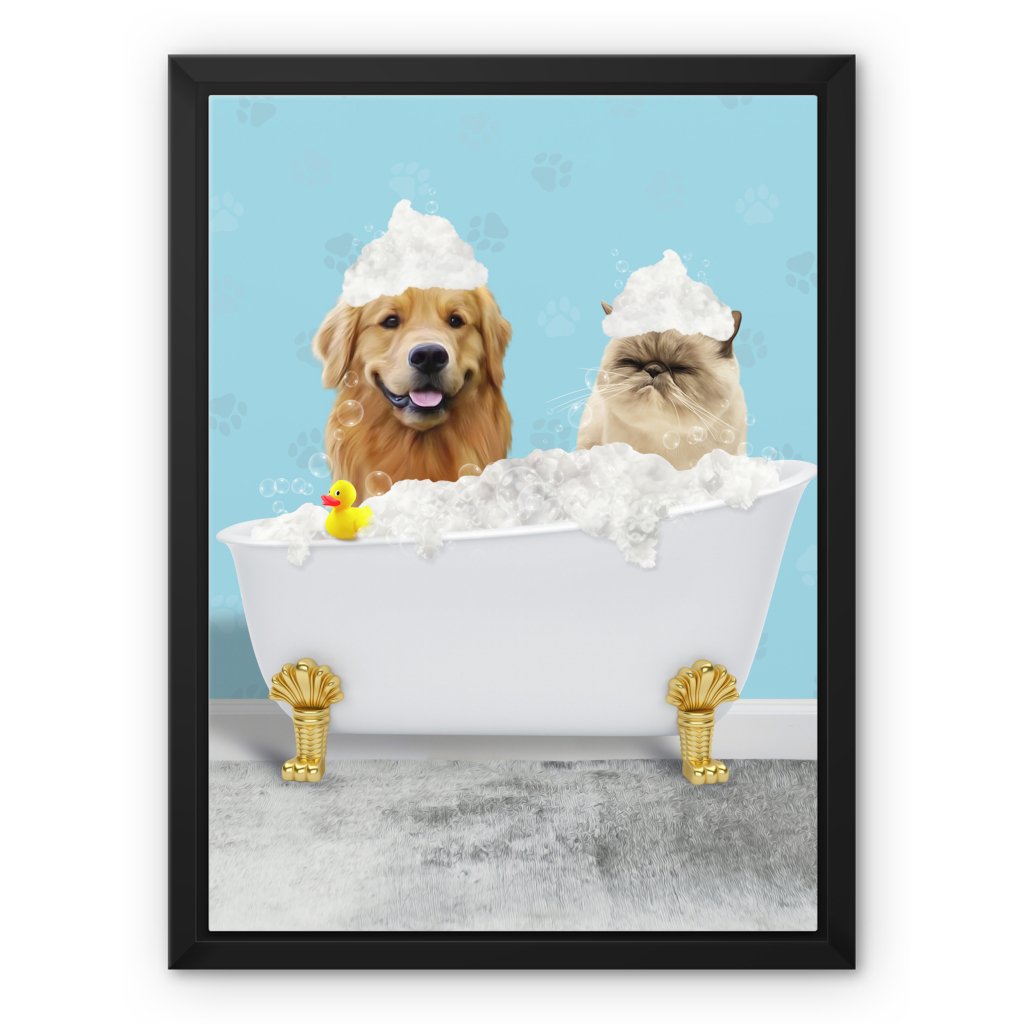 The Bath Tub: Custom 2 Pet Canvas - Paw & Glory - Dog Portraits - Pet Portraits