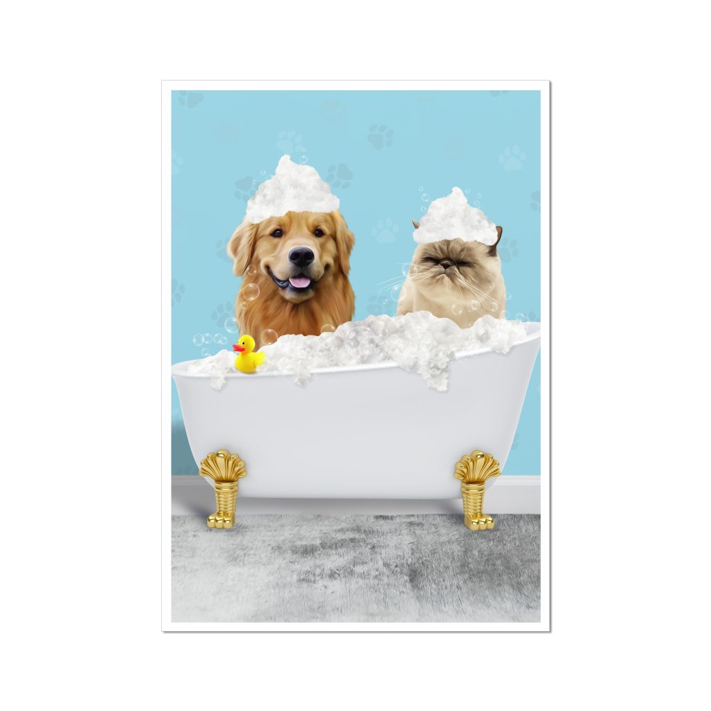 The Bath Tub: Custom 2 Pet Poster - Paw & Glory - Dog Portraits - Pet Portraits