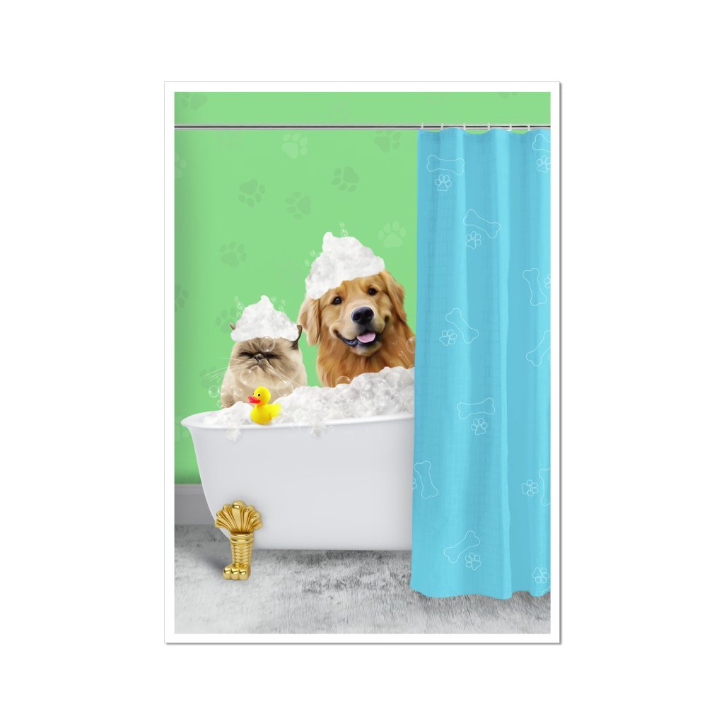 The Bath Tub: Custom 2 Pet Poster - Paw & Glory - Dog Portraits - Pet Portraits