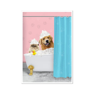 The Bath Tub: Custom 2 Pet Poster - Paw & Glory - Dog Portraits - Pet Portraits