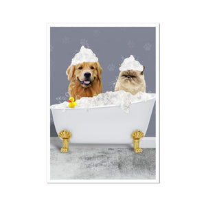 The Bath Tub: Custom 2 Pet Poster - Paw & Glory - Dog Portraits - Pet Portraits