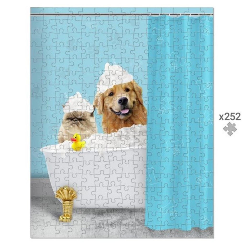 The Bath Tub: Custom 2 Pet Puzzle - Paw & Glory - Dog Portraits - Pet Portraits