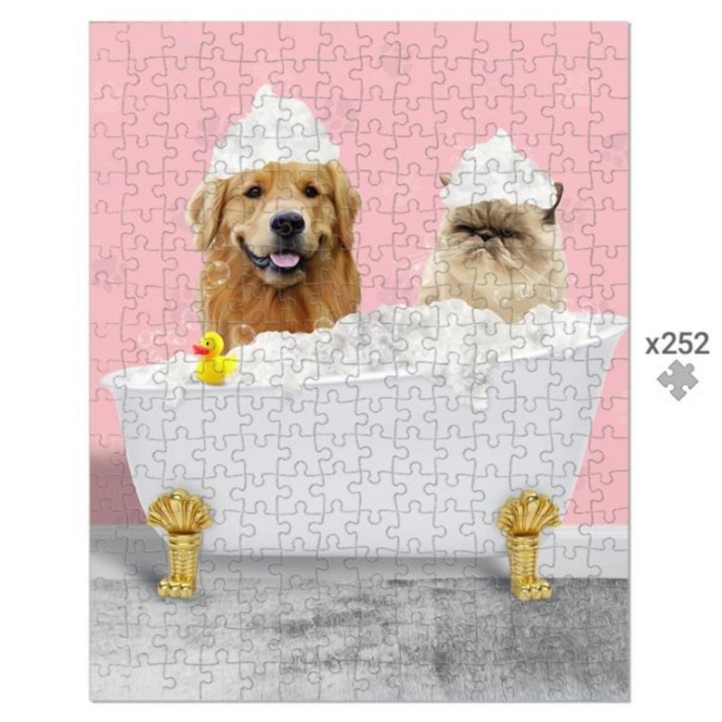 The Bath Tub: Custom 2 Pet Puzzle - Paw & Glory - Dog Portraits - Pet Portraits