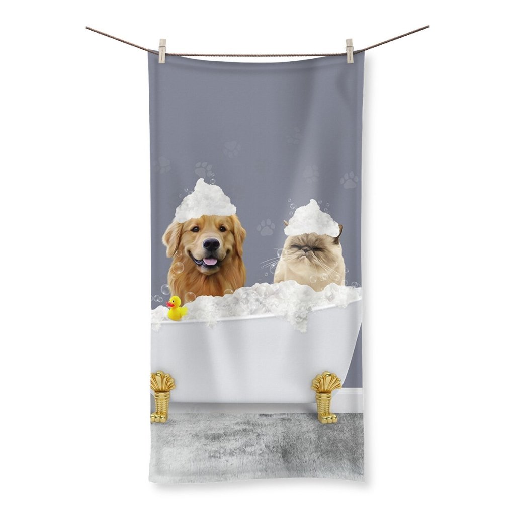 The Bath Tub: Custom 2 Pet Towel - Paw & Glory - Dog Portraits - Pet Portraits