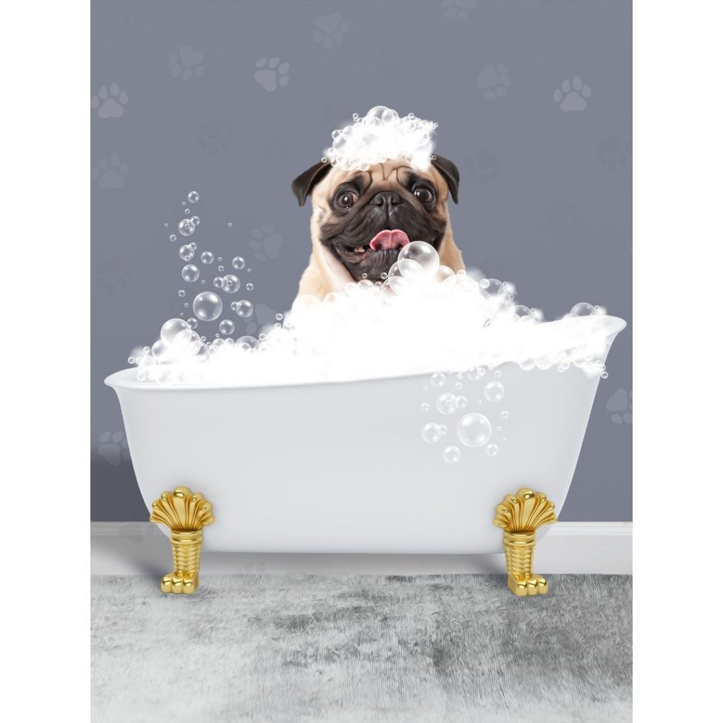 The Bath Tub: Custom Digital Download Pet Portrait - Paw & Glory - Dog Portraits - Pet Portraits