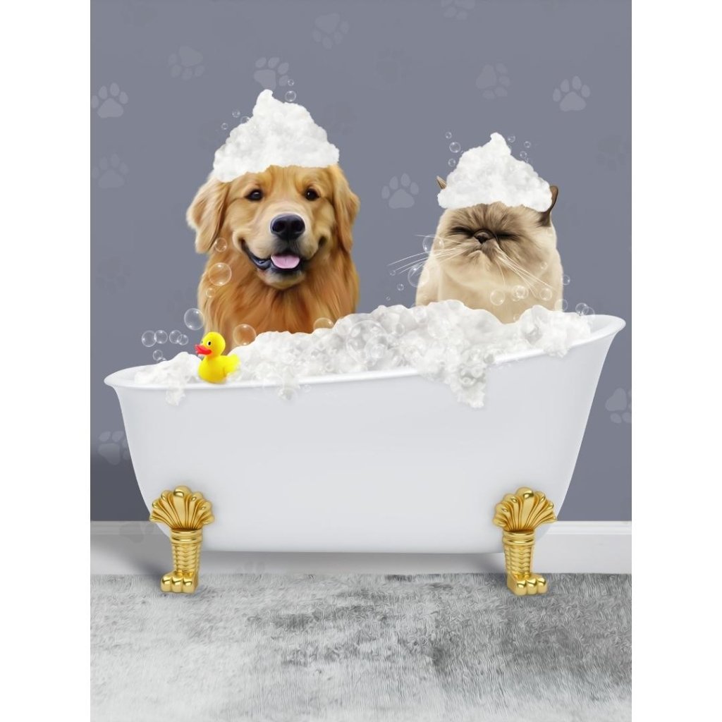 The Bath Tub: Custom Digital Download Pet Portrait - Paw & Glory - Dog Portraits - Pet Portraits