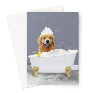 The Bath Tub: Custom Pet Greeting Card - Paw & Glory - Dog Portraits - Pet Portraits