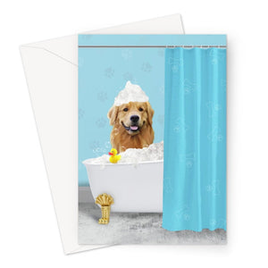 The Bath Tub: Custom Pet Greeting Card - Paw & Glory - Dog Portraits - Pet Portraits