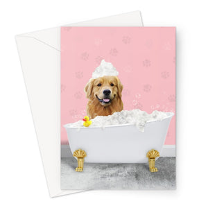 The Bath Tub: Custom Pet Greeting Card - Paw & Glory - Dog Portraits - Pet Portraits