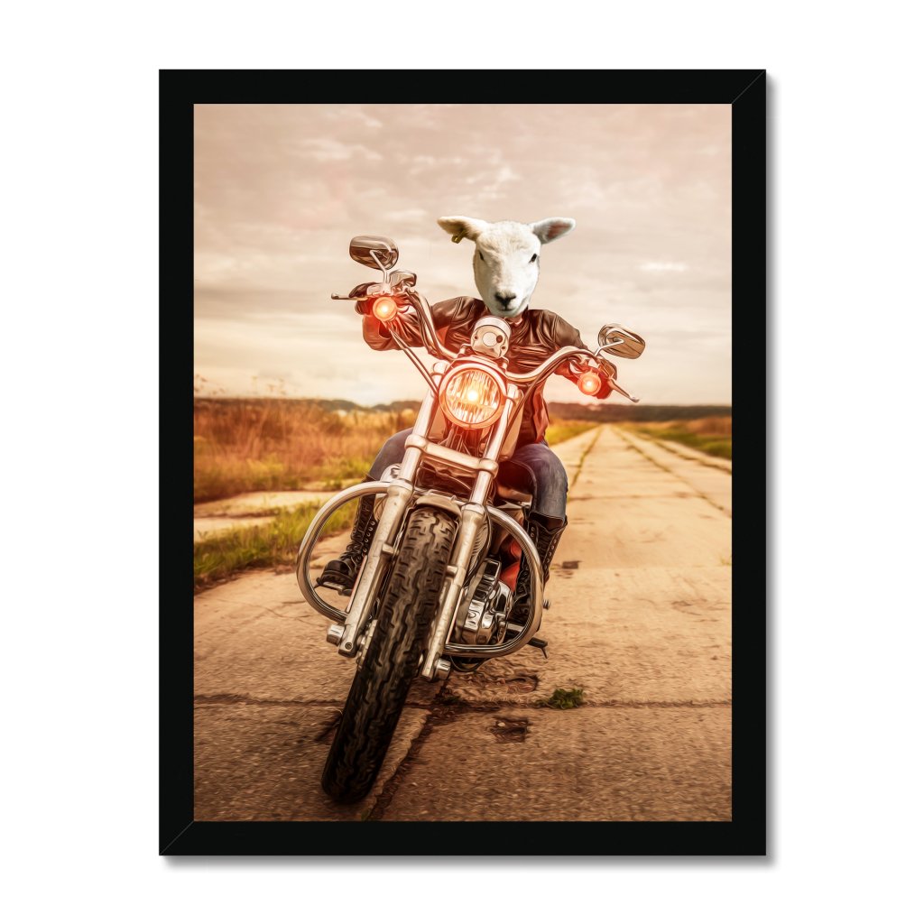 The Biker Chick: Animal Art Framed Portrait - Paw & Glory - Dog Portraits - Pet Portraits