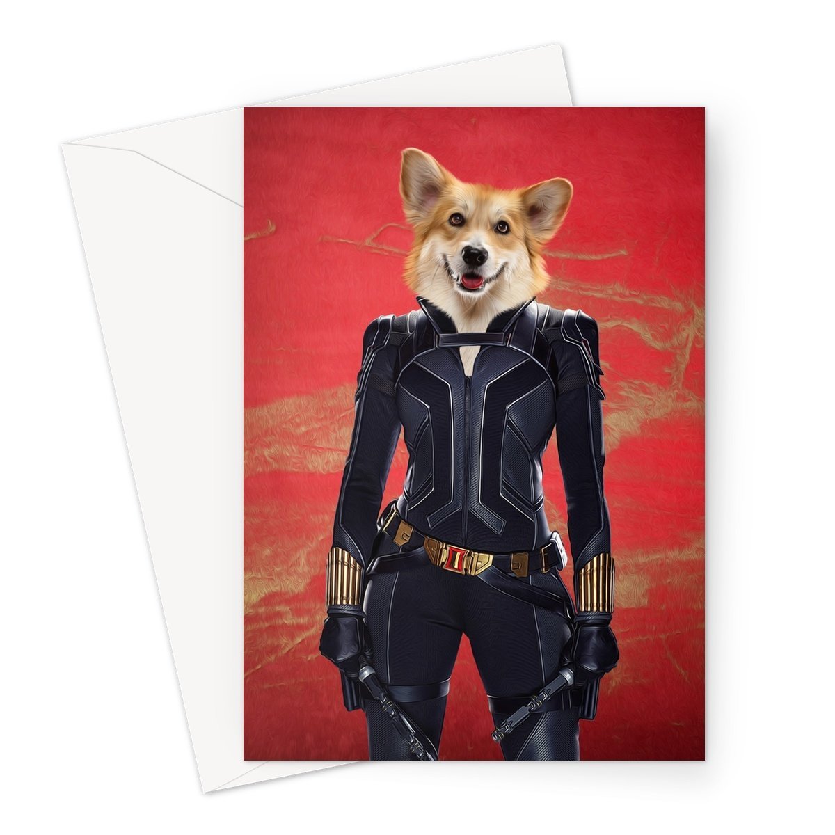 The Black Widow: Custom Pet Greeting Card - Paw & Glory - Dog Portraits - Pet Portraits