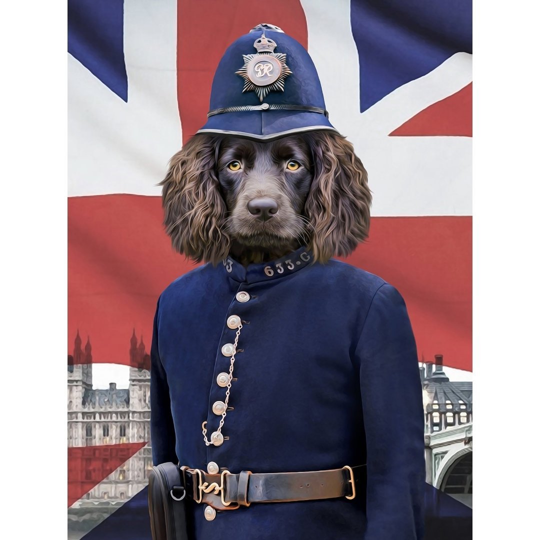 The British Police Officer: Custom Digital Download Pet Portrait - Paw & Glory - Dog Portraits - Pet Portraits