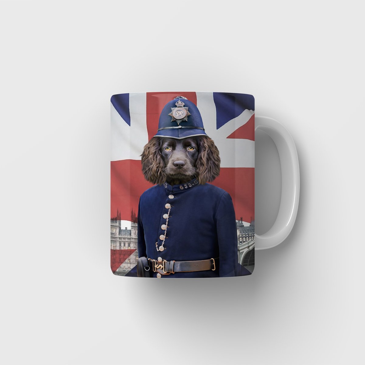 The British Police Officer: Custom Pet Coffee Mug - Paw & Glory - Dog Portraits - Pet Portraits