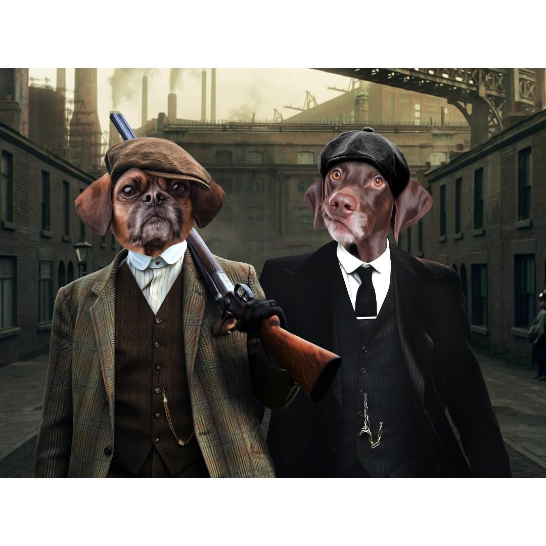 The Brothers (Peaky Blinders Inspired): Custom Digital Download Pet Portrait - Paw & Glory - Dog Portraits - Pet Portraits