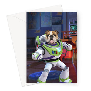 The Buzz (Toy Story Inspired): Custom Pet Greeting Card - Paw & Glory - Dog Portraits - Pet Portraits