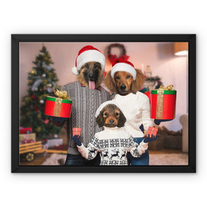 The Christmas Family: Custom 3 Pet Canvas - Paw & Glory - Dog Portraits - Pet Portraits