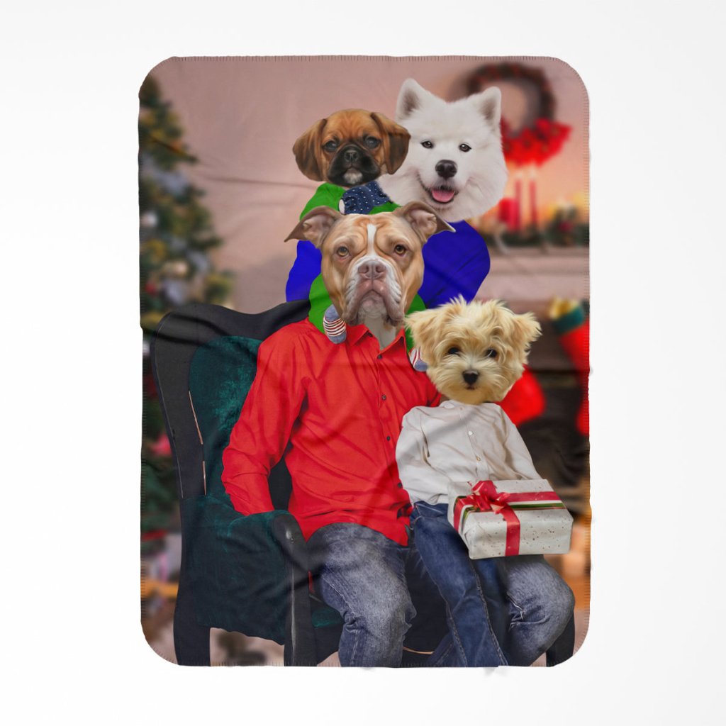 The Christmas Family: Custom 4 Pet Blanket - Paw & Glory - Dog Portraits - Pet Portraits