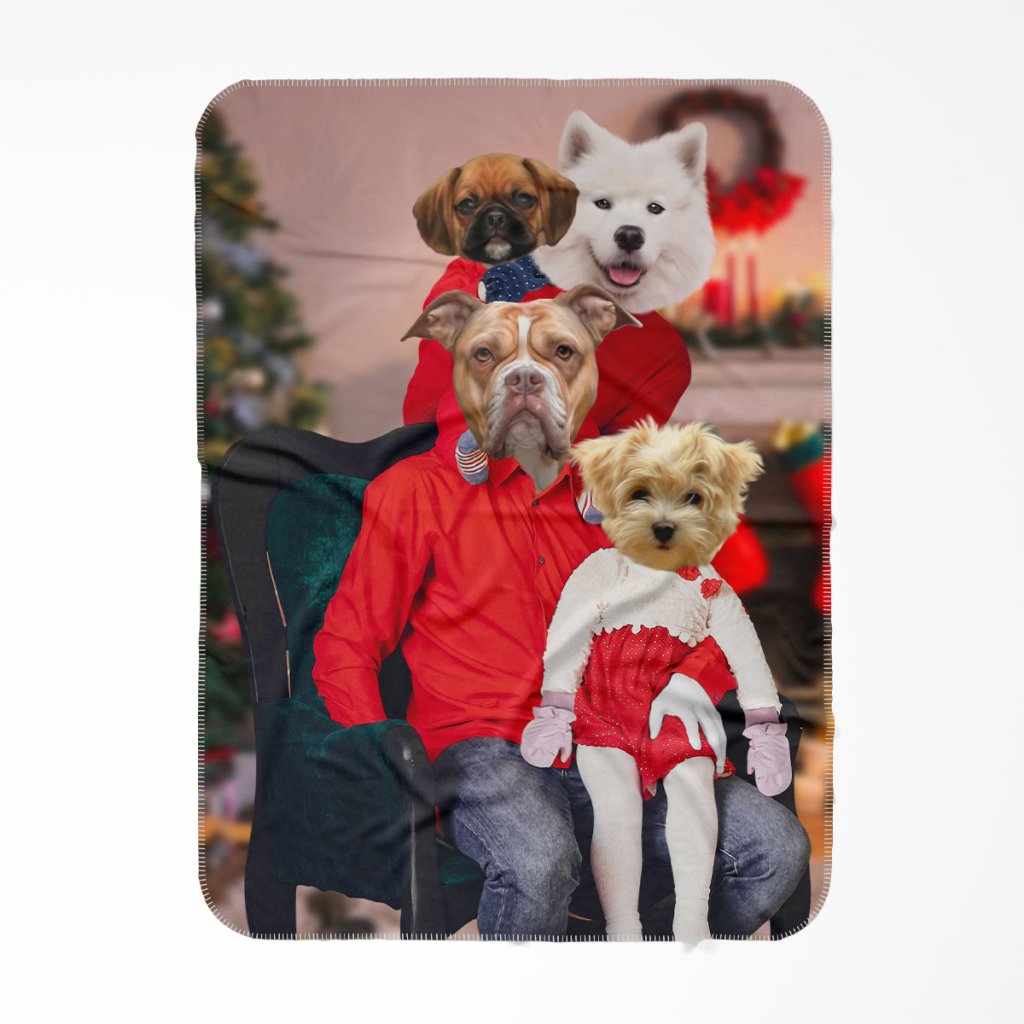 The Christmas Family: Custom 4 Pet Blanket - Paw & Glory - Dog Portraits - Pet Portraits