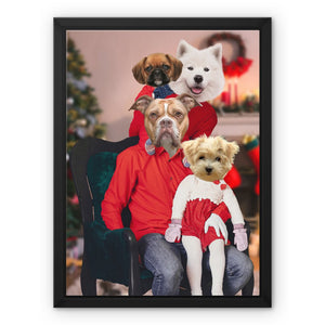 The Christmas Family: Custom 4 Pet Canvas - Paw & Glory - Dog Portraits - Pet Portraits