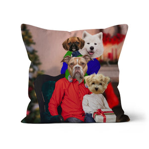 The Christmas Family: Custom 4 Pet Pillow - Paw & Glory - Dog Portraits - Pet Portraits