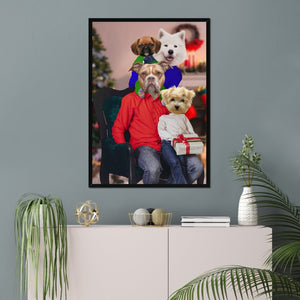 The Christmas Family: Custom 4 Pet Portrait - Paw & Glory - Dog Portraits - Pet Portraits