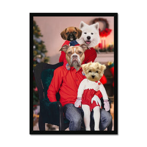 The Christmas Family: Custom 4 Pet Portrait - Paw & Glory - Dog Portraits - Pet Portraits