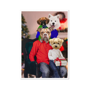 The Christmas Family: Custom 4 Pet Portrait - Paw & Glory - Dog Portraits - Pet Portraits