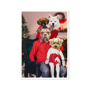 The Christmas Family: Custom 4 Pet Poster - Paw & Glory - Dog Portraits - Pet Portraits