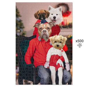 The Christmas Family: Custom 4 Pet Puzzle - Paw & Glory - Dog Portraits - Pet Portraits