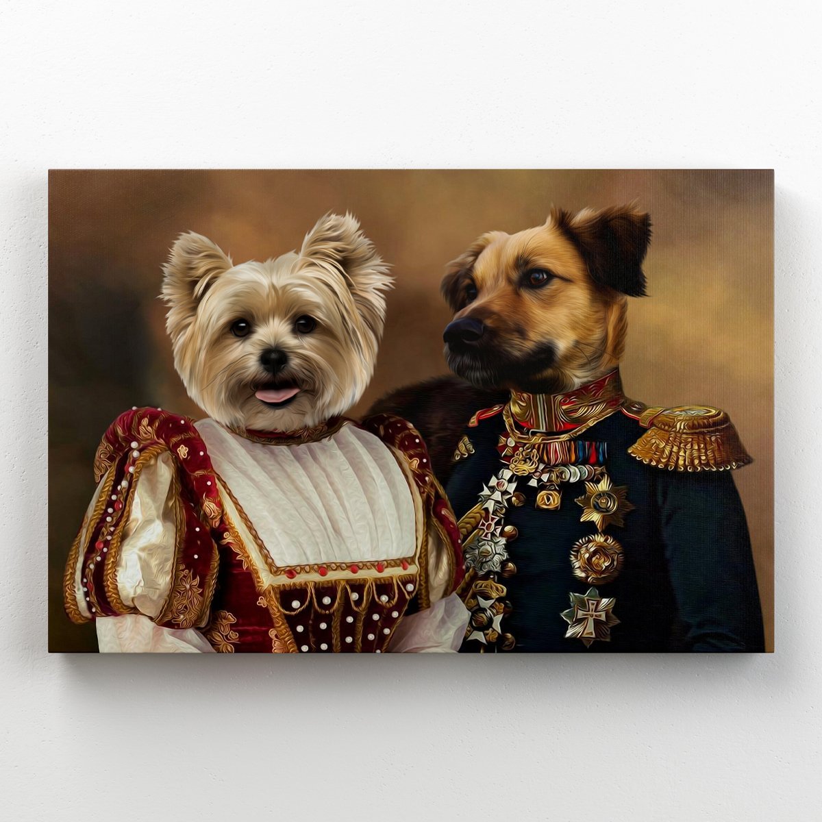 The Classy Pair: Custom Pet Canvas - Paw & Glory - Dog Portraits - Pet Portraits