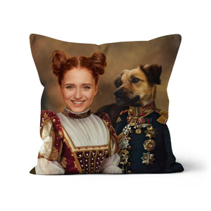 The Classy Pair: Custom Pet & Owner Pillow - Paw & Glory - Dog Portraits - Pet Portraits