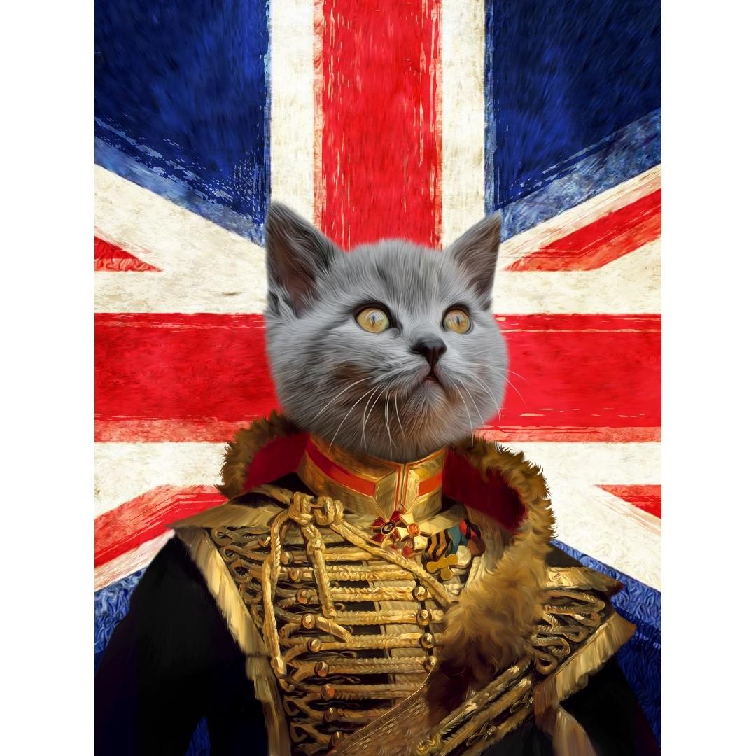 The Colonel British Flag Edition: Custom Digital Download Pet Portrait - Paw & Glory - Dog Portraits - Pet Portraits