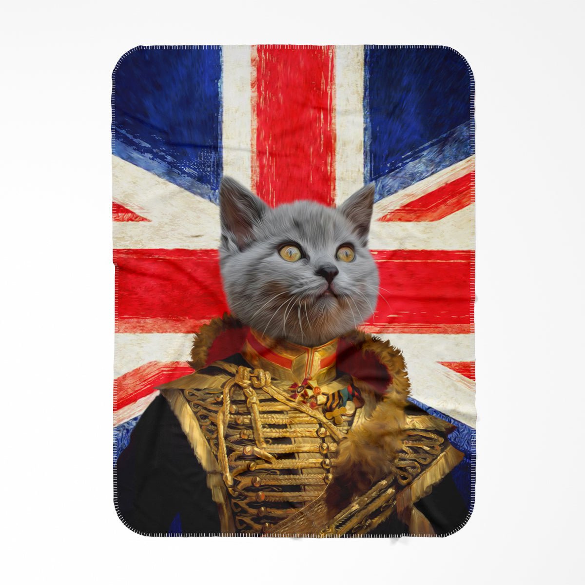 The Colonel British Flag Edition: Custom Pet Blanket - Paw & Glory - Dog Portraits - Pet Portraits