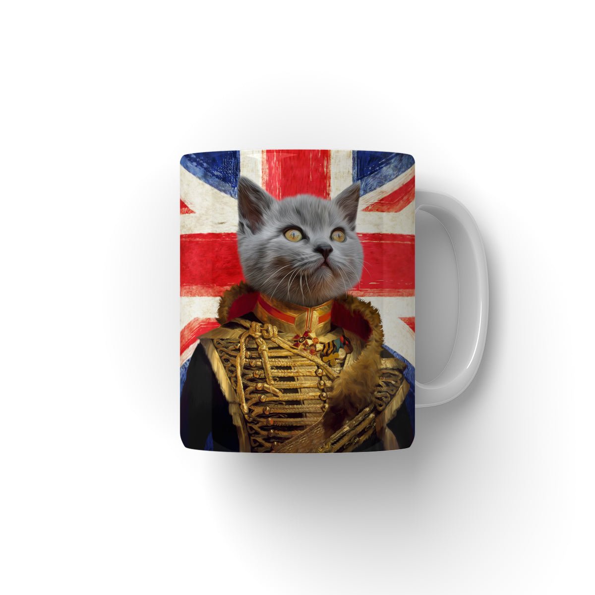 The Colonel British Flag Edition: Custom Pet Coffee Mug - Paw & Glory - Dog Portraits - Pet Portraits