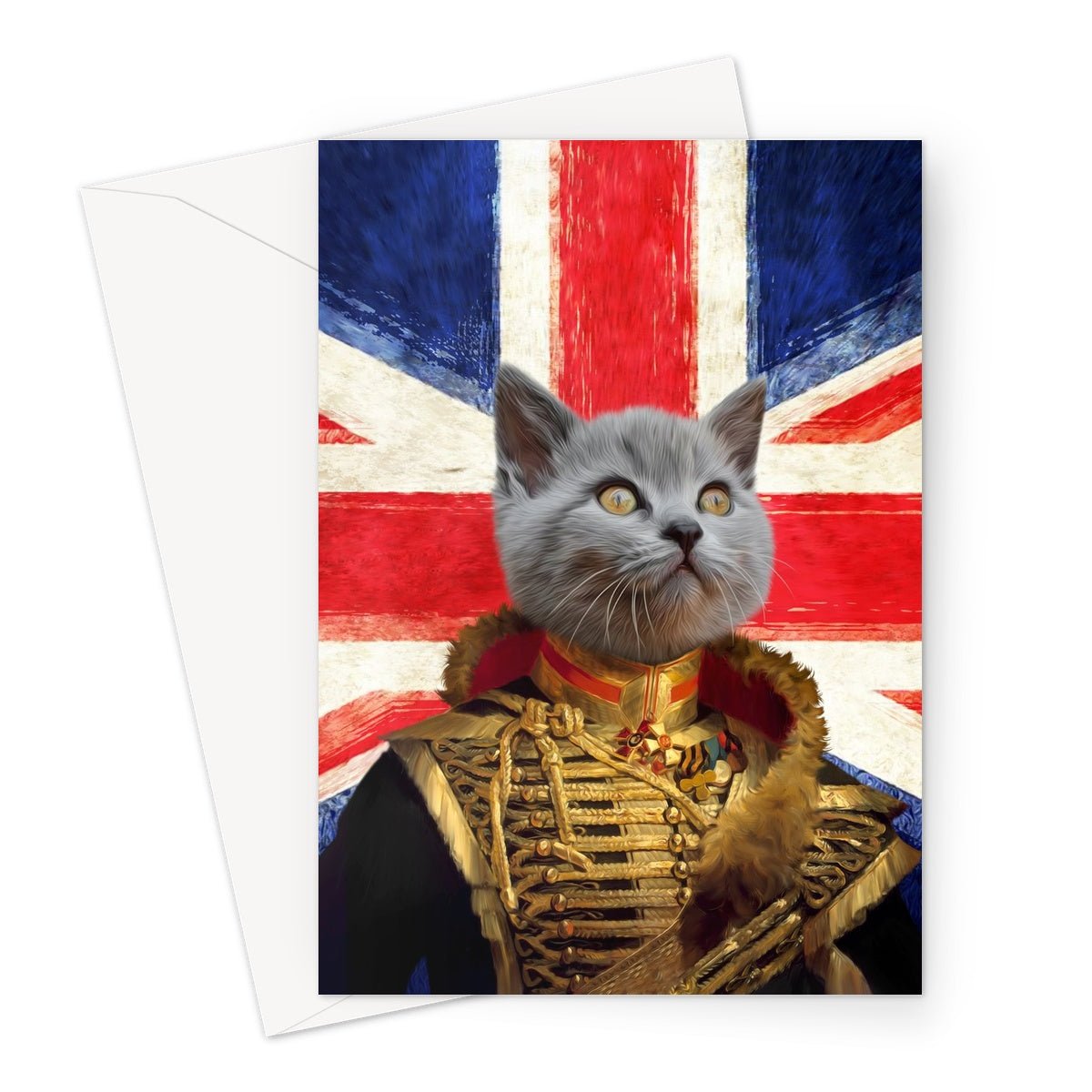 The Colonel British Flag Edition: Custom Pet Greeting Card - Paw & Glory - Dog Portraits - Pet Portraits