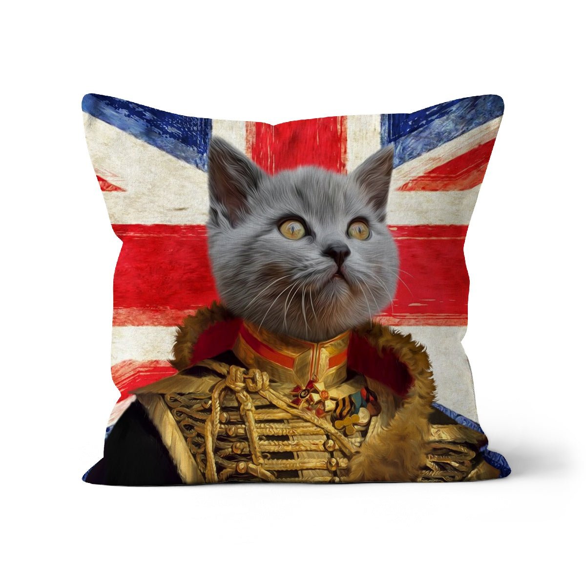 The Colonel British Flag Edition: Custom Pet Pillow - Paw & Glory - Dog Portraits - Pet Portraits