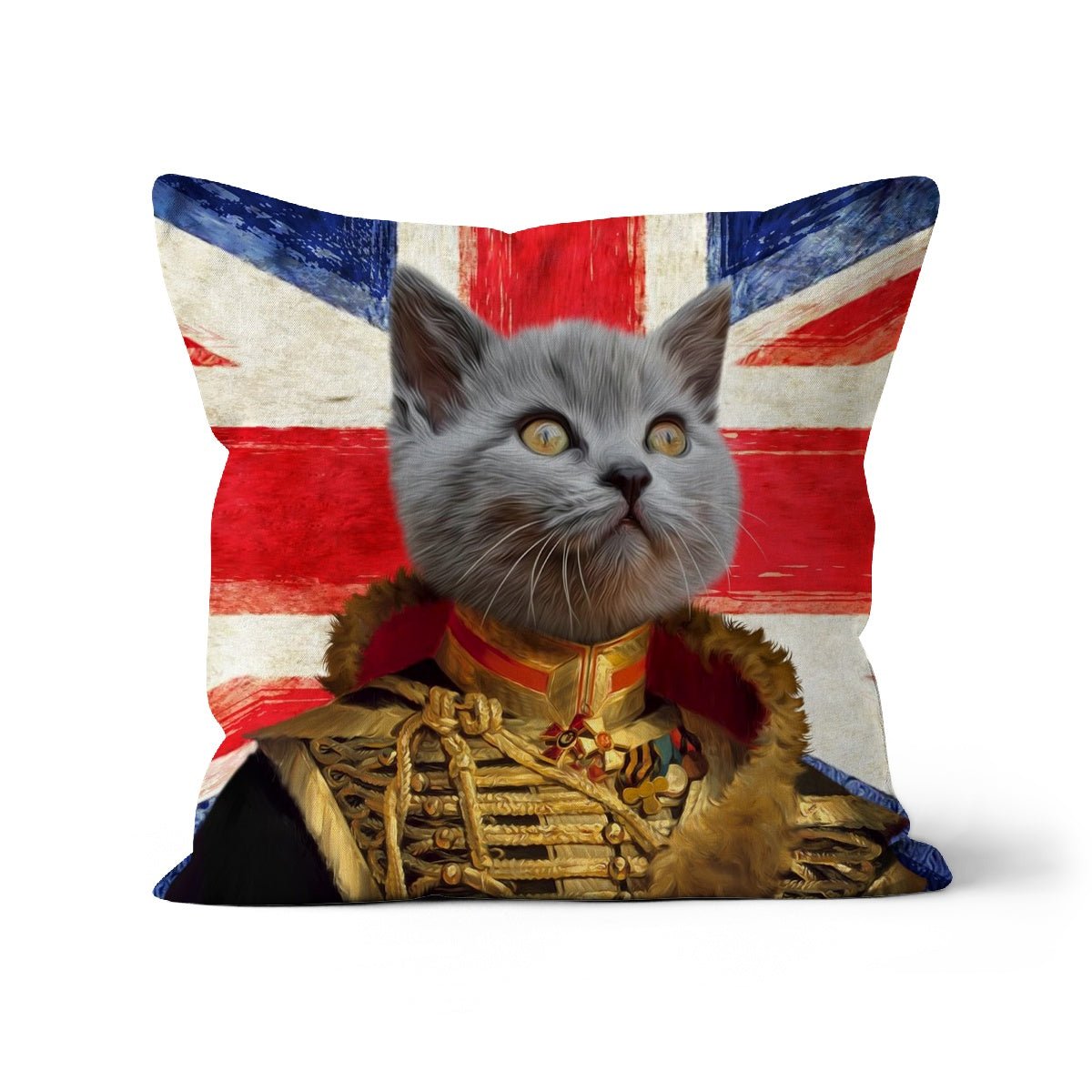 The Colonel British Flag Edition: Custom Pet Pillow - Paw & Glory - Dog Portraits - Pet Portraits